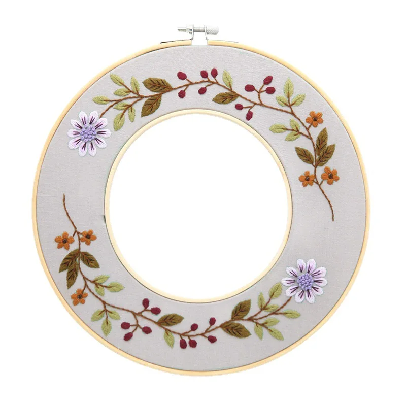 2021 Embroidery Starter Kit Cross Stitch Kits Embroidery Kit for Beginners with Plants Flowers Pattern Plastic Embroidery Hoops