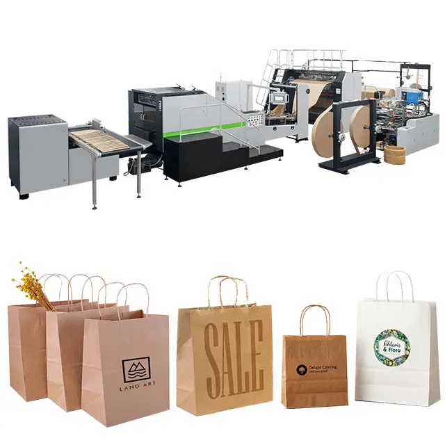 ROKIN BRAND AUTOMATIC PAPER SHOPPING BAG MAKING MACHINE WITH ROPE AND FLAT HANDLES