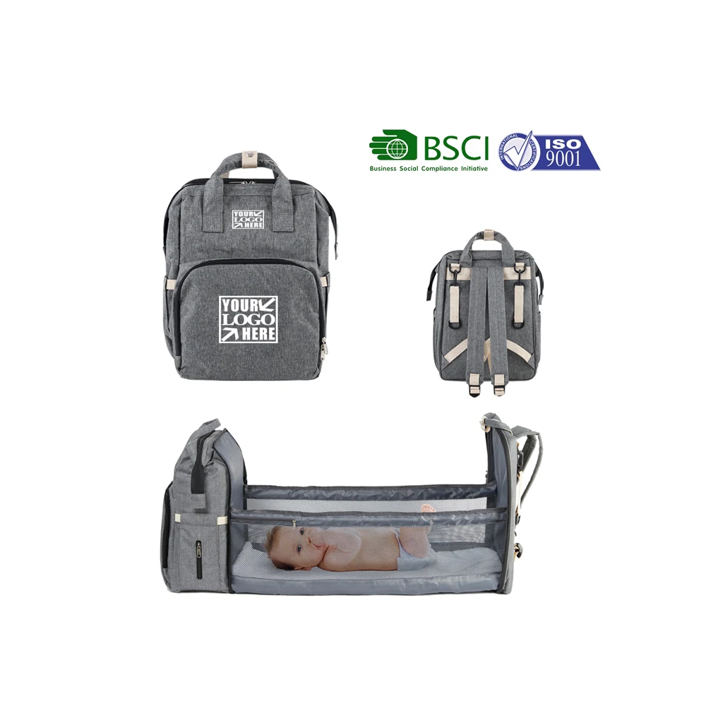 BSCI Cheap customized environmental materials Portable Travel Bags for Baby Breastfeeding Blanket 3 in 1 Diaper Bag Backpack