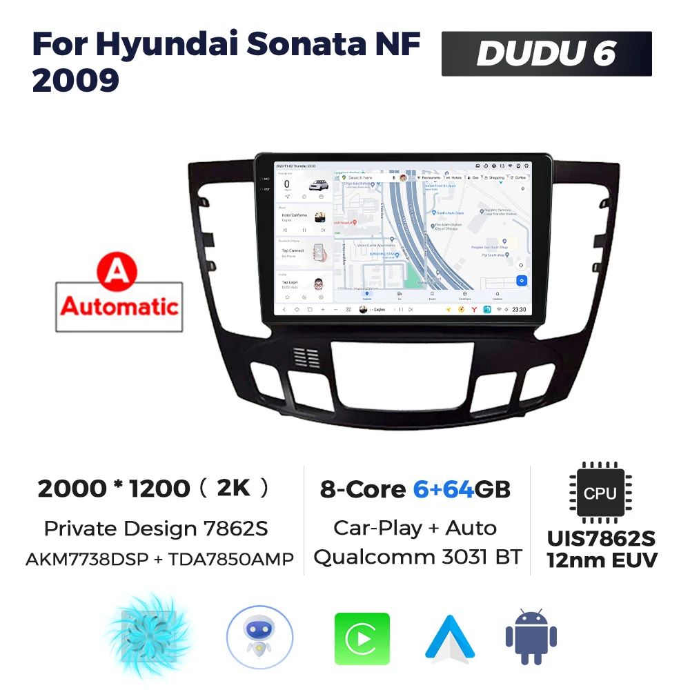 MEKEDE Android автомобильный радиоприемник gps dvd 2din android DUDU 2K сенсорный экран 12 + 512 ГБ система 7870 для Hyundai Sonata NF2009