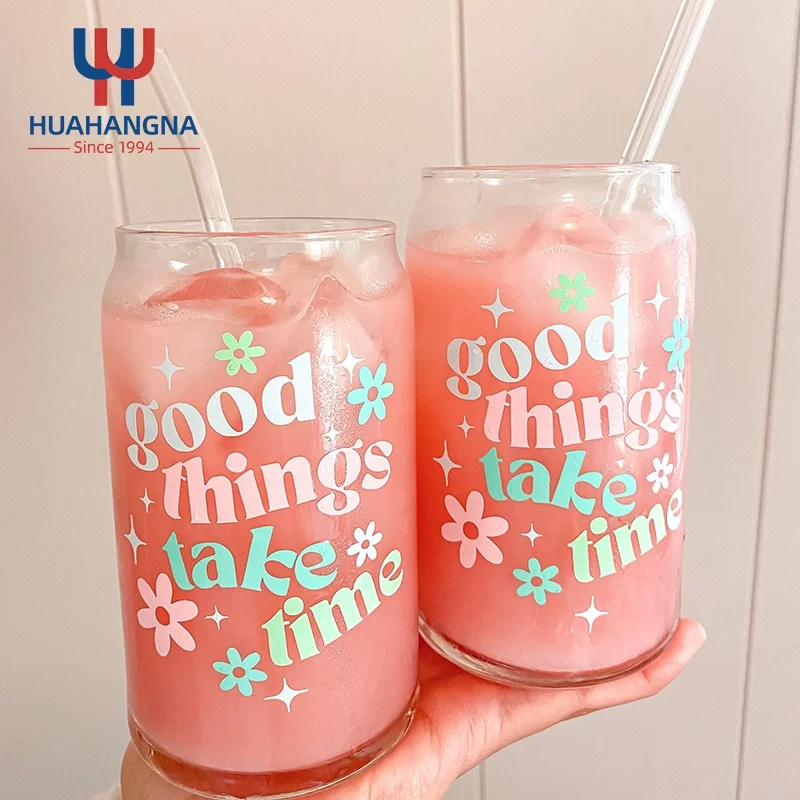 US Warehouse 16oz 20oz 25oz Clear Frosted Beer Can Glass Shaped Sublimation Blank Glass Can With Bamboo Lid And Straw