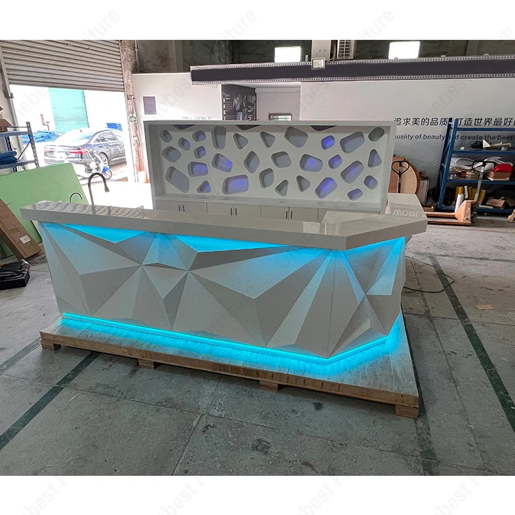 Coffee Shop Bar Counters Led Marble Stone Bar Furniture Stools Restaurant Hotel Bar Counter White