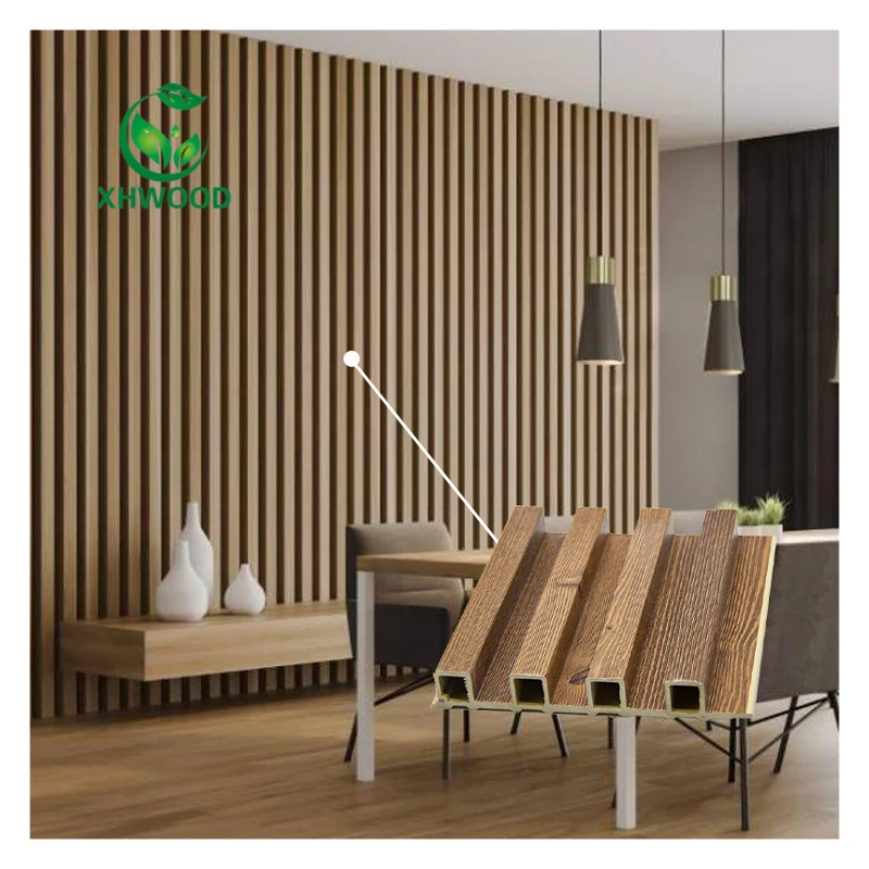 Beautiful Wall Decoration Pared de WPC Wooden Grain Interior PVC WPC wall panels Revestimiento WPC