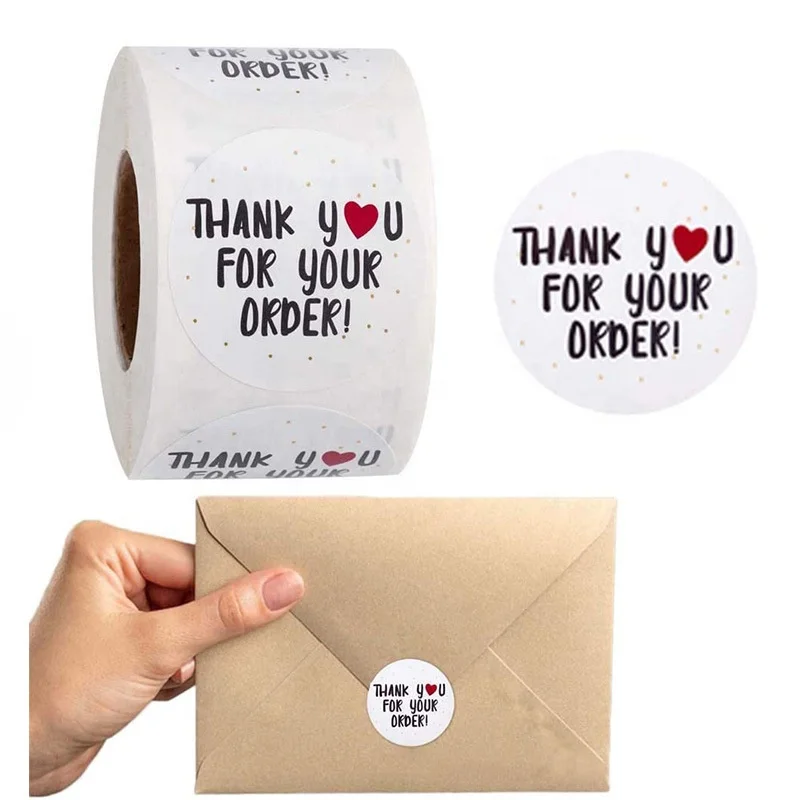 Hot Sale Private Label Custom Logo Business Adhesive Stickers Thank You for Purchase Sticker Roll for Package Envelope
