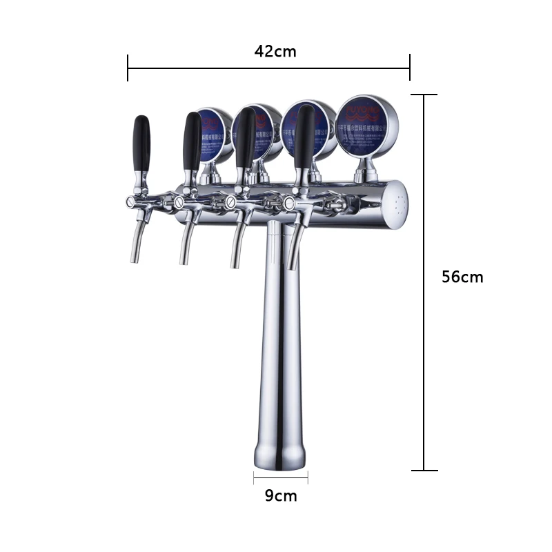Beer Kegerator Font Stainless Steel T Type 4 Tap Beer Dispenser Draft Cooler Column Beer Tower