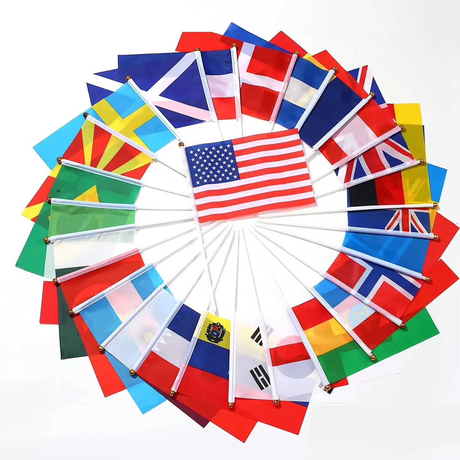 Hot Sale 14*21CM Mini Pole National Country  Polyester Hand Waving Flags Fast Shipping for Sports and Games