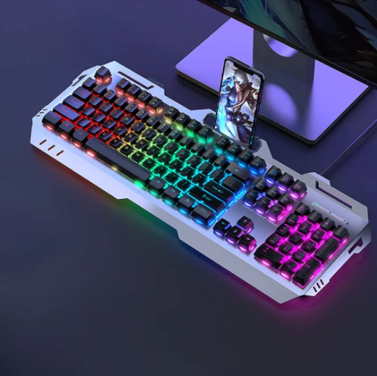 Hot mechanical tea axis feel keyboard and mouse set desktop laptop wired keyboard and mouse e-sports game RGB lit keyboard