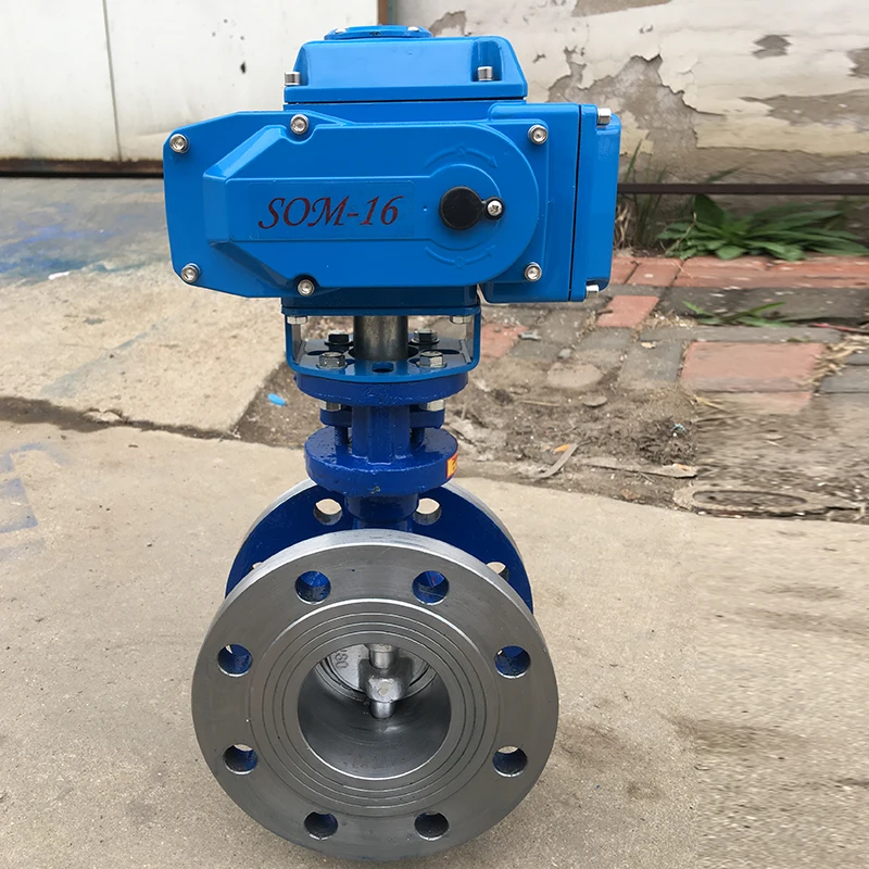 DN 50 2 inch extended stem Cast Iron EPDM rubber sealing flange butterfly valve with electric actuator