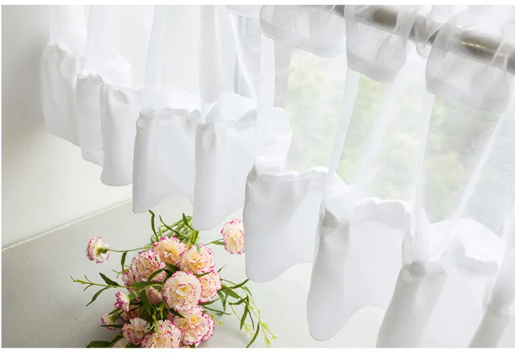 Customized wholesale Floral Lace Sheer Rod Pocket Curtain Valance