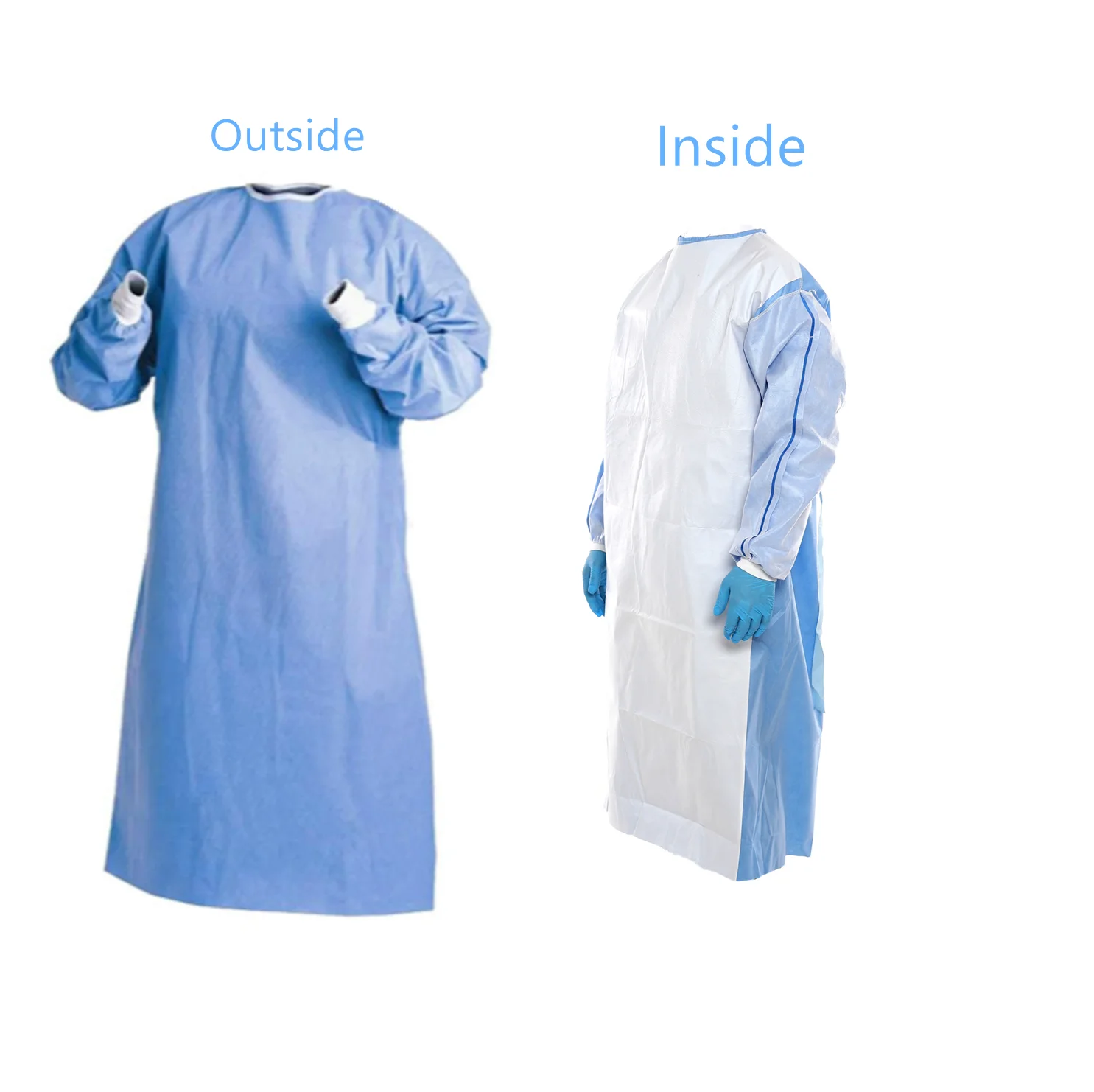510K AAMI Level 4 Waterproof SMMS Fabric Sterile Surgical Gown Reinforced Non Woven Disposable Protective Isolation Gown