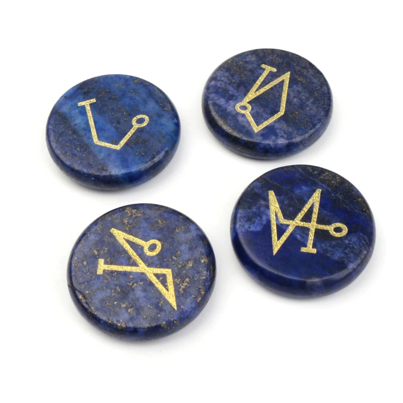 2025 New Product Natural Crystal Polishing Hand Carved Mysterious Runes 7 Chakras 4 Pieces Set