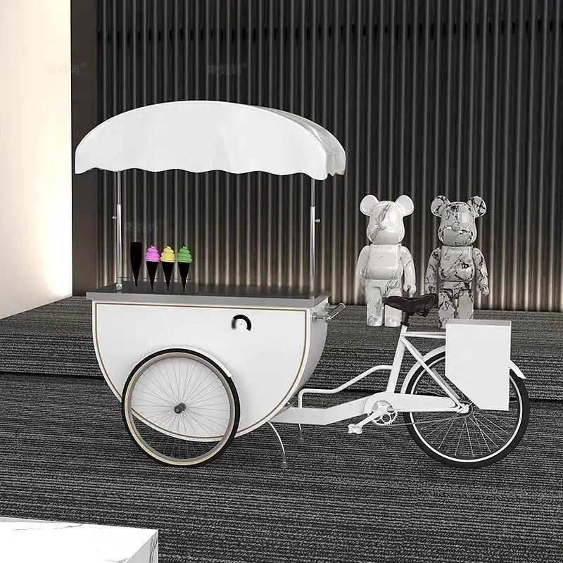 Manufacturer Well Made Outdoor Malls Street Mobile Tricycles Dessert Ice Cream Push Cart