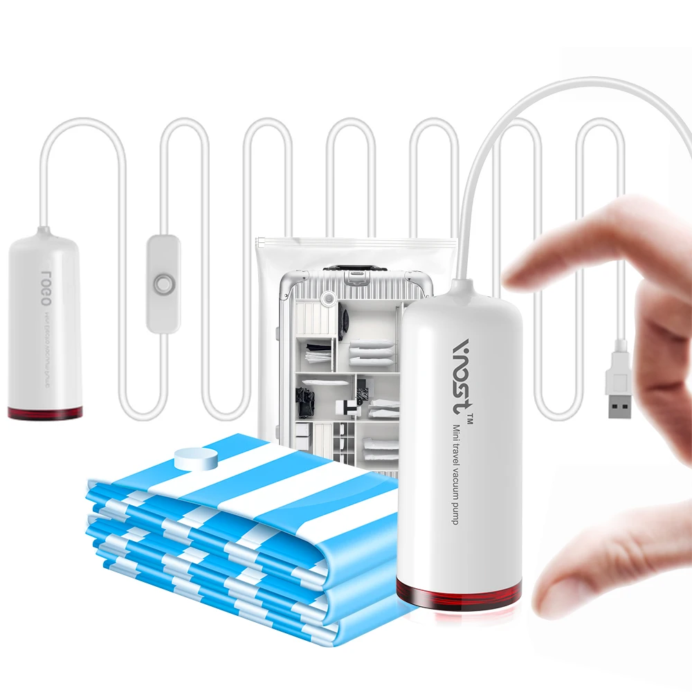 New Travel Use Storage Clothes Bags Mini Electr Air Compressor Automatic Vacuum Sealer