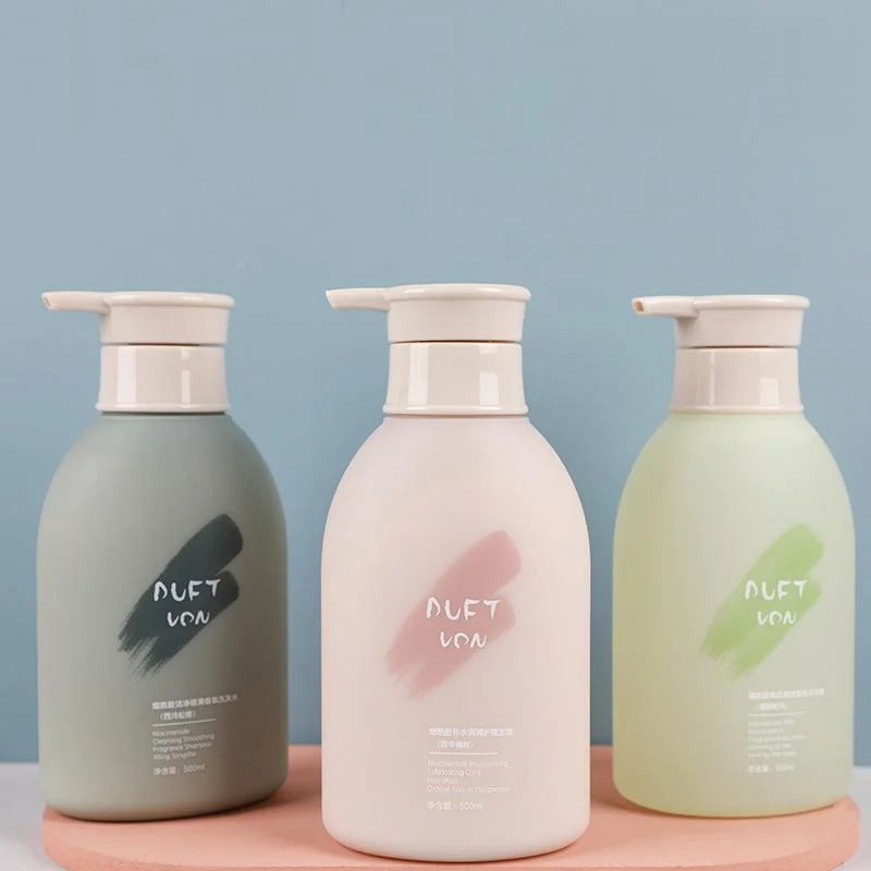 High Quality Colourful PE 300Ml 400Ml 500Ml 750Ml Shampoo Pump Bottle Lotion Round Shoulder for Cosmetic