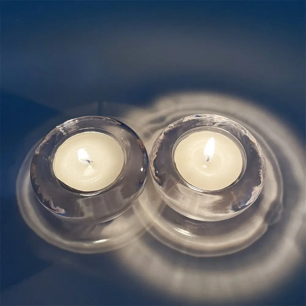 Wholesale Crystal Containers Decorative Round Small Mini Glass Candle Holder for Tealight Candles