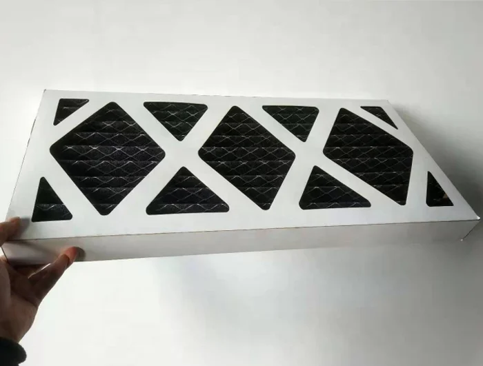 Cardboard frame pleated activated charcoal fiber media active carbon filter