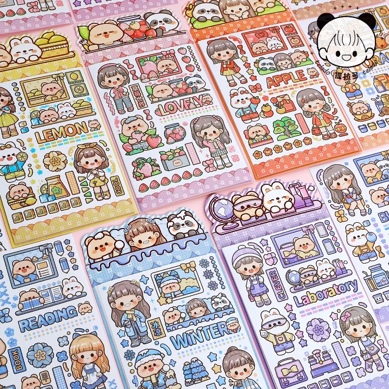 PET Cute Diary Stickers Kids Cartoon Kawaii Stationery Label Art Journal Stickers