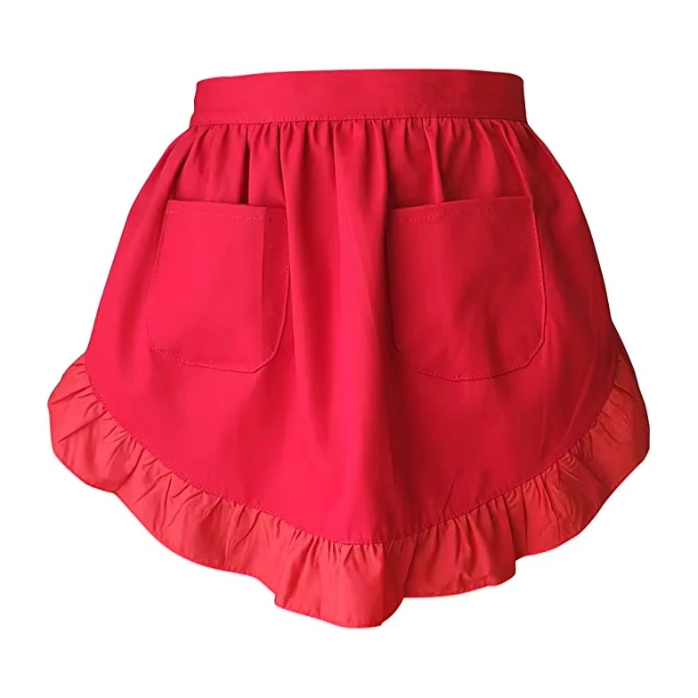 Fashion Cute White Cotton Apron Coffee Shop Waist Apron Kitchen Restaurant Work  Bow Lace Cooking Apron