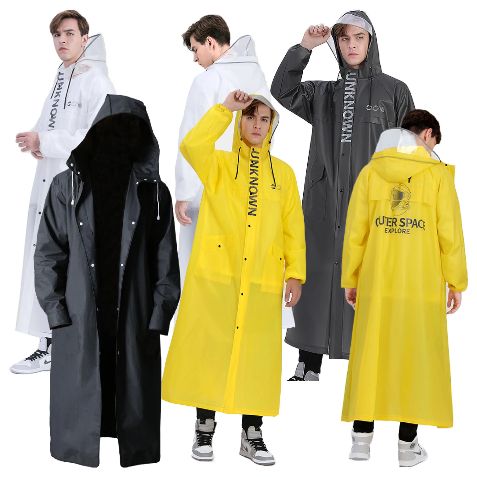 EVA Non- Disposable Waterproof Poncho Rain Coat Fashion Raincoat Hooded Raincoat For Adults Kinds Chidren