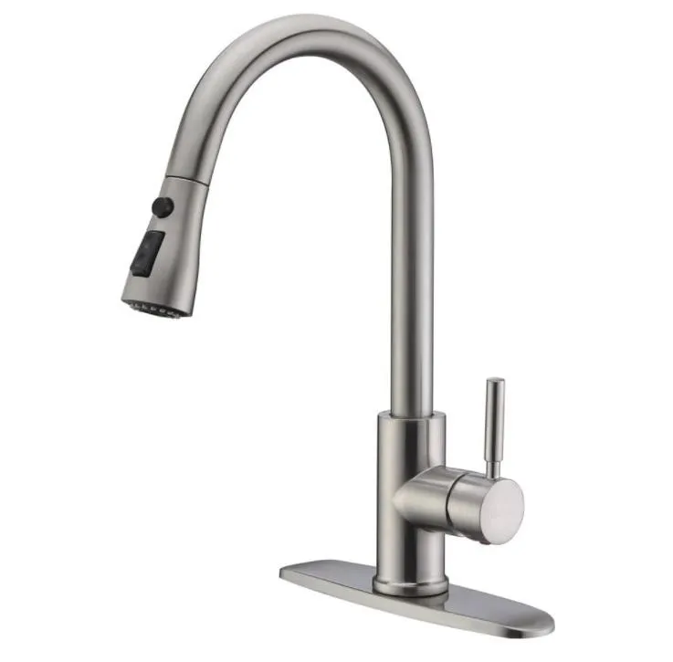 
Матовый смеситель для кухни Amazons Online 304 из нержавеющей стали с вытяжным распылителем для кухонной раковины 