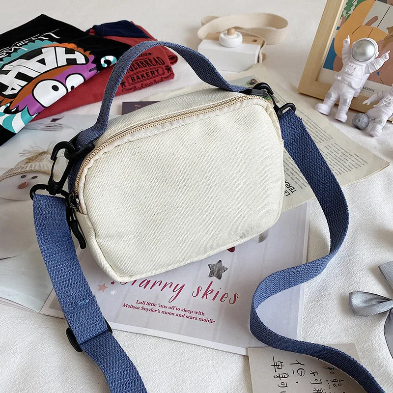 2025 Custom Small Women Canvas Shoulder Bags Korean Cartoon Print Fashion Mini Girls Handbags Phone and Purses Crossbody Bag