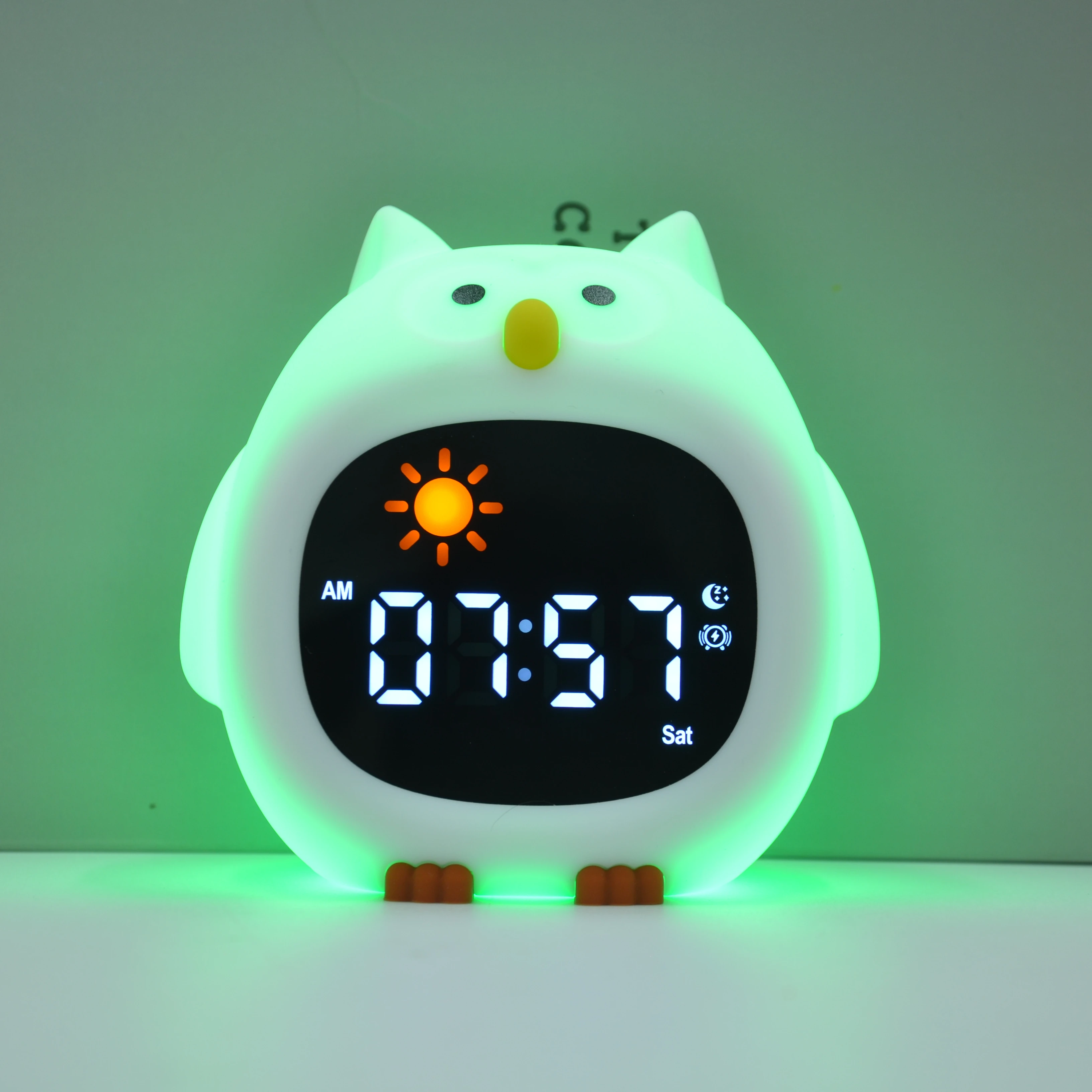 New Hot Sale New Owl Alarm Clock Night Lights Sleep Trainer  for KIDS INDOOR BEDROOM CHANGEABLE COLOR With White Noise