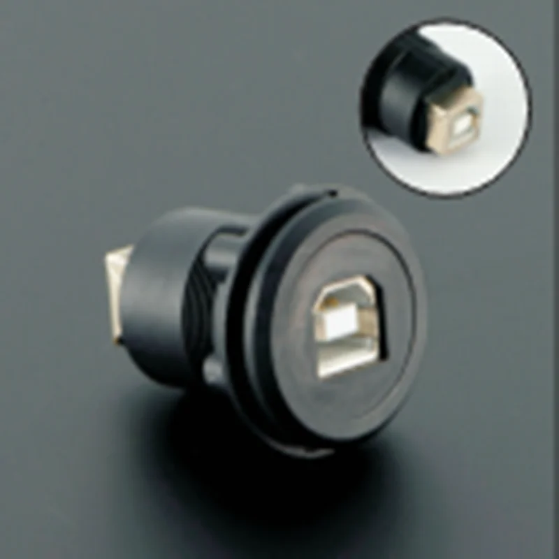22mm Economy cheaper plastic type USB2.0 socket Female B to Female B Panel mount(Black surface or silver surface)