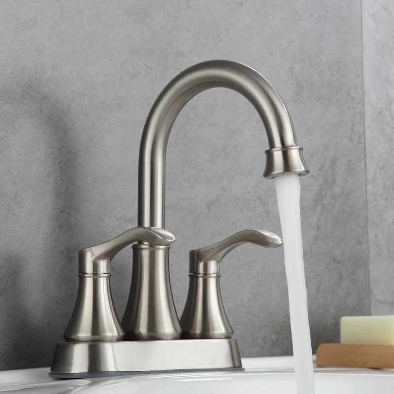 4-Inch Centerset Lavatory Basin Faucet Classic Contemporary Design 3 Holes Polished Surface Double Handle Mixer Tap NBYT-5111