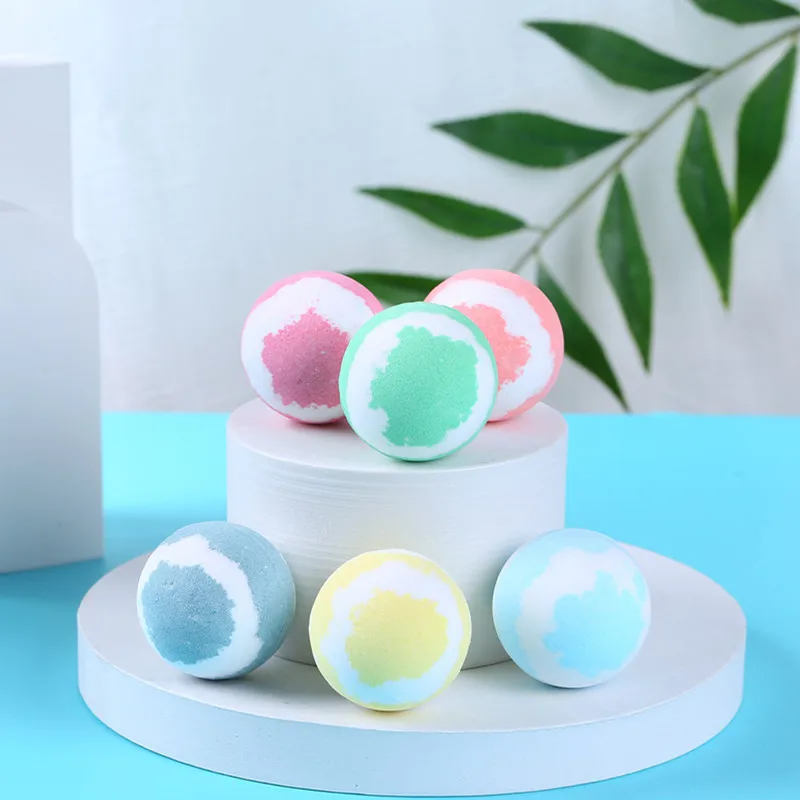 Private Label Organic Flower Bubble Handmade Vegan Bath Ball Sea Salt Two-color Granule  Aroma Bath Bombs