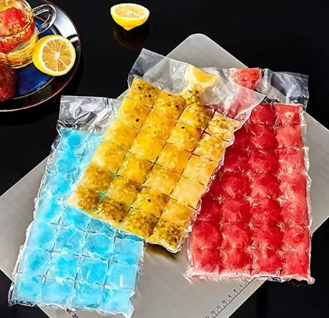 LDPE Plastic Self Sealing Cubes Clear Cooler Disposable Ice Cube Packing Bags