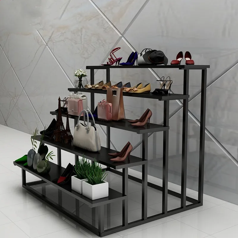 Hotel buffet restaurant display racks 5-tier high & low display table set clothing shop metal middle display stands