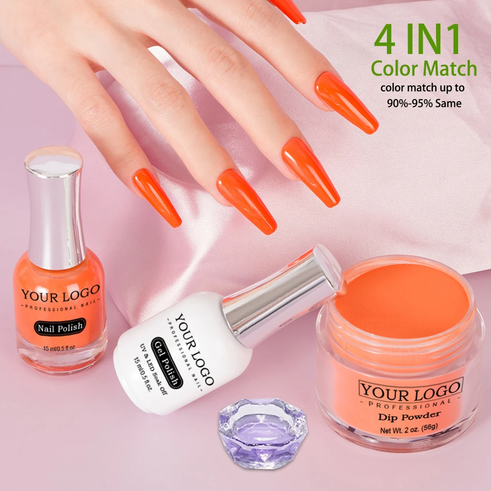 3 in 1 color Acrylic Dipping Powder match Gel Polish match Nail Lacquer for salon manicure