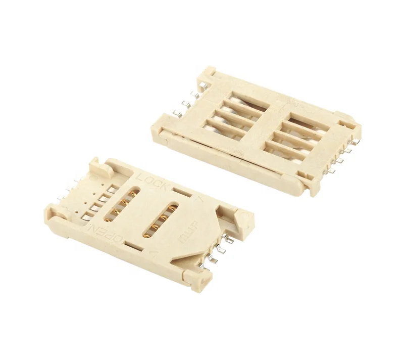 MUP 6PIN sim card holder connector SMT type card reader socket for high-end pos and elevator hot sale in Africa Asia Singapore