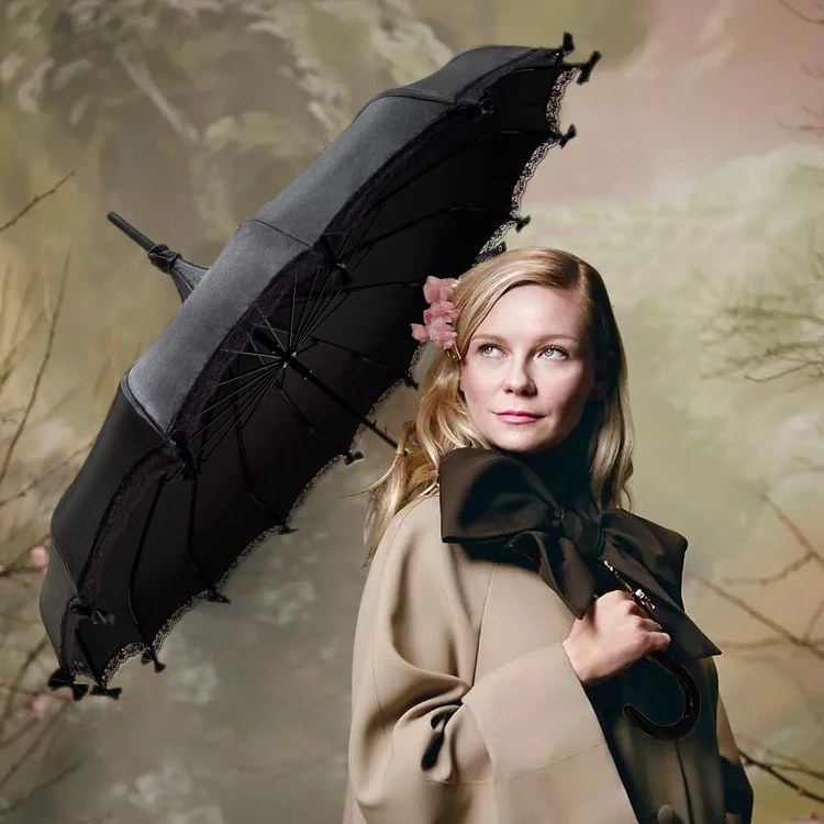 LOTUS Good Quality Factory Directly Black Umbrella Fashion Pagoda Umbrella Long J Handle Umbrella with Custom Design