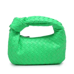 Wholesale Fashion Shoulder Bag Purse Woven Handmade Hobo Hand Clutch Bag knotted Women Handbag PU Leather Woven HandbagsHot