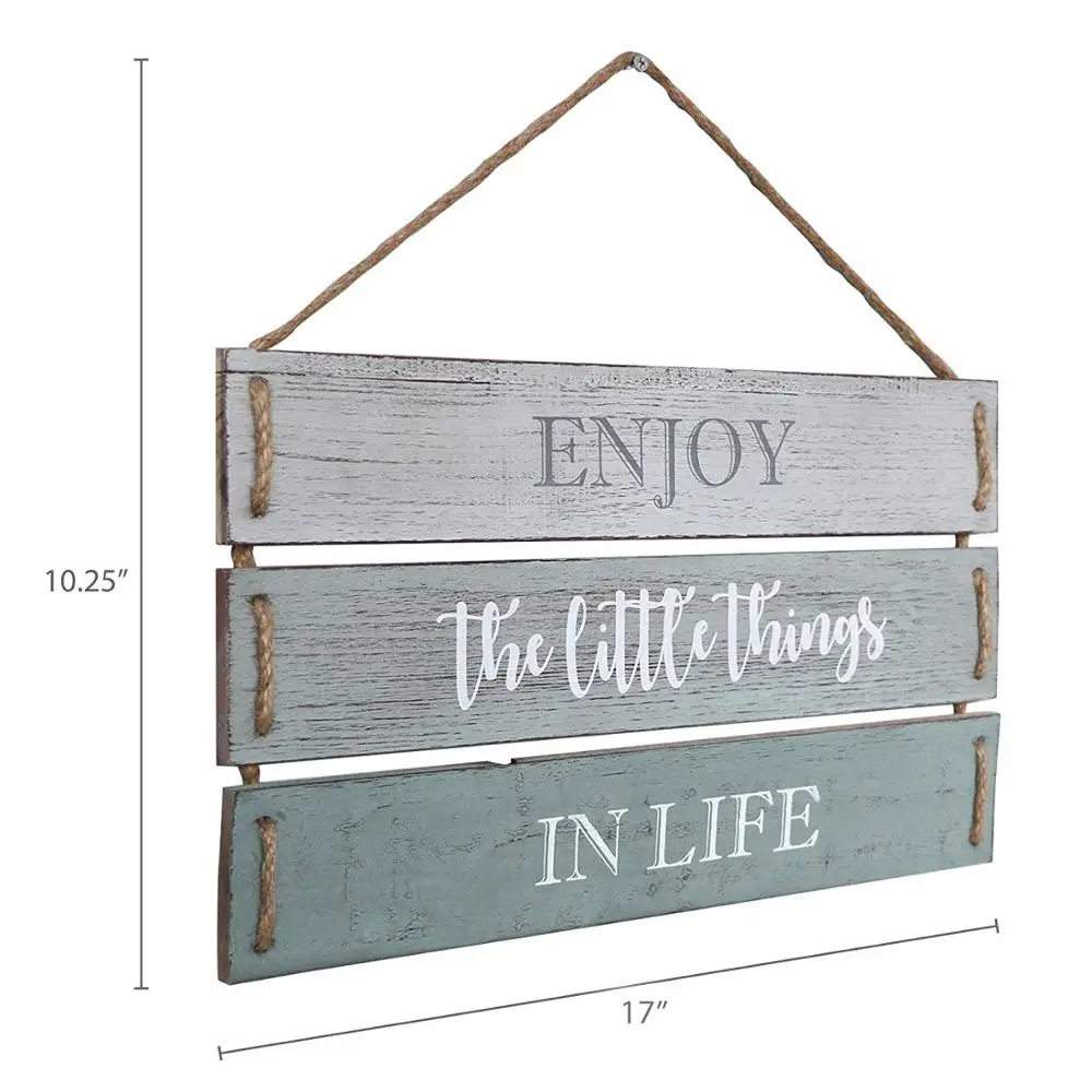 
Enjoy The Little Things in Life Wooden Plank Hanging Sign, Rustic Home Decorative Display Board 