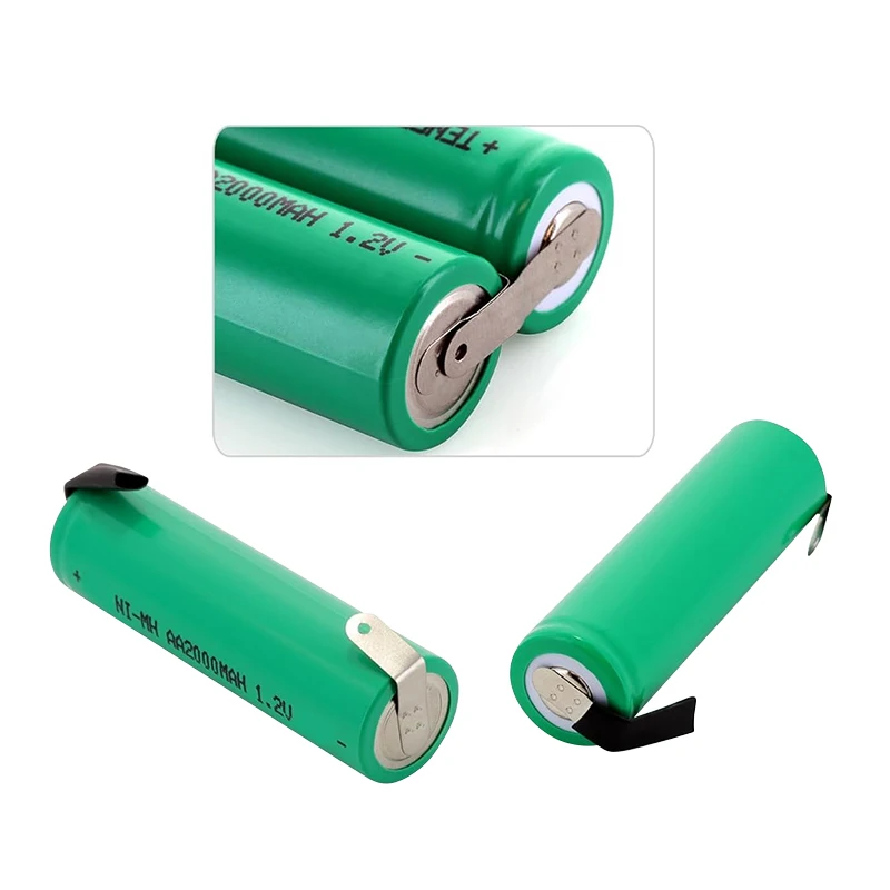 Jieyo NIMH Battery AA Size 1.2v 2000mah NI-MH Rechargeable Cylindrical Batteries Cell Flat Top With Tabs For Trimmers Razors