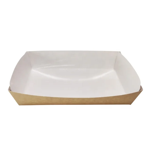 Disposable paper roasted chicken boxes boat shape takeout food trays with lids and clear windows