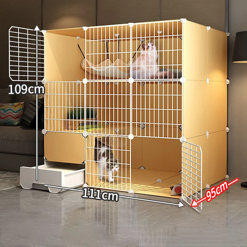 Household Indoor Cat Cages House Living Room Balcony Pet Fence with Toilet Litter Box Cat Villa Pet Cage