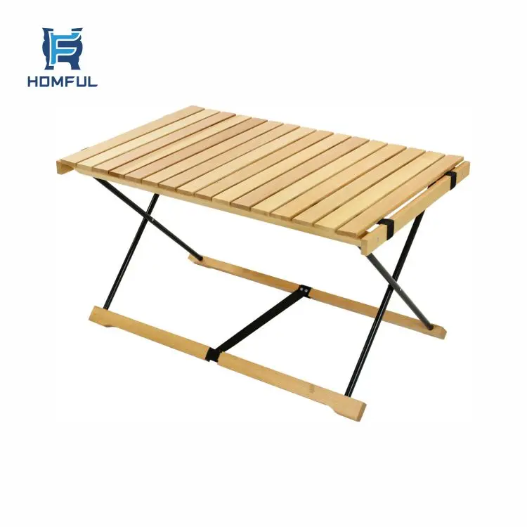 
 Складной деревянный стол HOMFUL для кемпинга, низкий Бамбуковый стол для пикника, для пляжа и рыбалки  