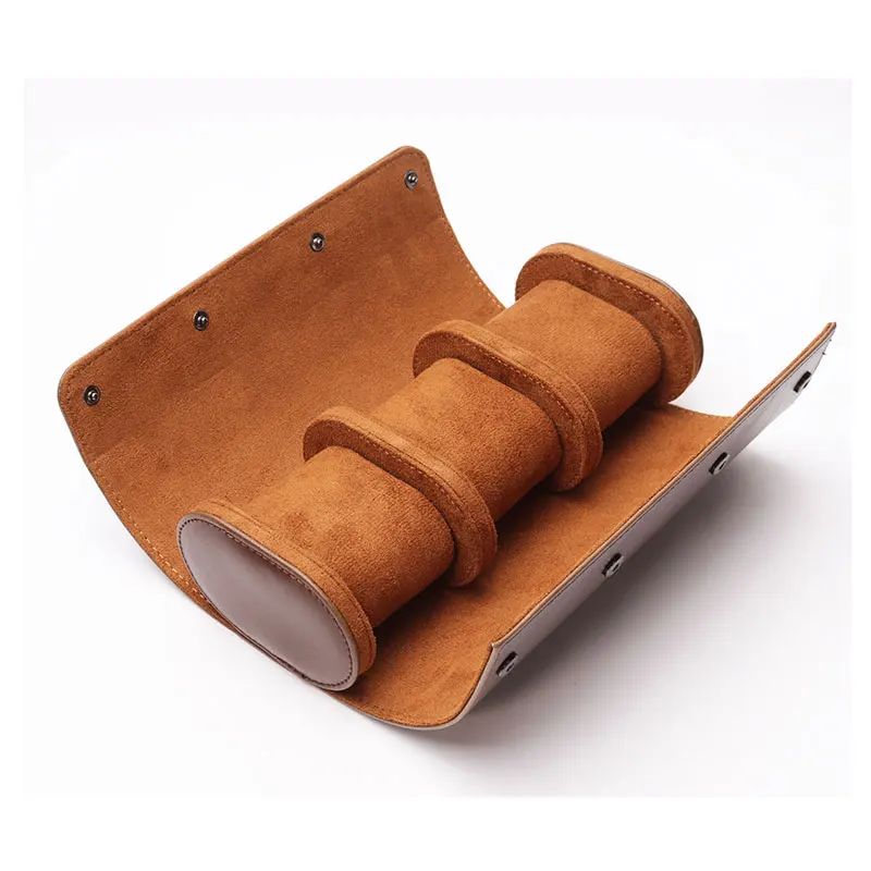 High quality handmade 3 slots custom roll watch packaging box Vintage luxury
