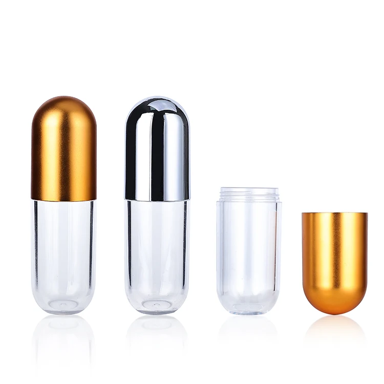 Factory 55ml Shaped Capsule Golden Lid Plastic Bottle Pill Apothecary Smell Proof Wide Mouth Child Resistant Plastic Bottles