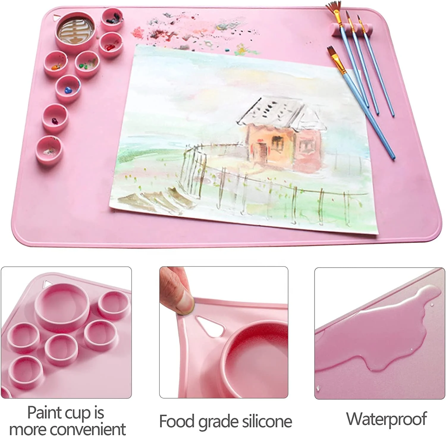 Custom Nonslip Large Resin Casting Silicone Drawing Sheet Art Painting Craft Mat Kids Paint For Crafts