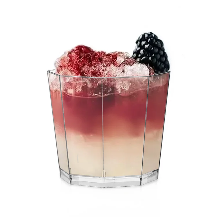 PS Octagonal Cup 180ml Disposable Pudding Jelly Yogurt Mousse Plastic Dessert Cups