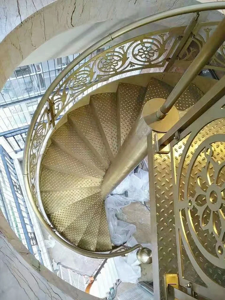 Custom304/ 316 stainless steel spiral staircase    golden spiral staircase   metal outdoor stairs   prefabricated stairs steel