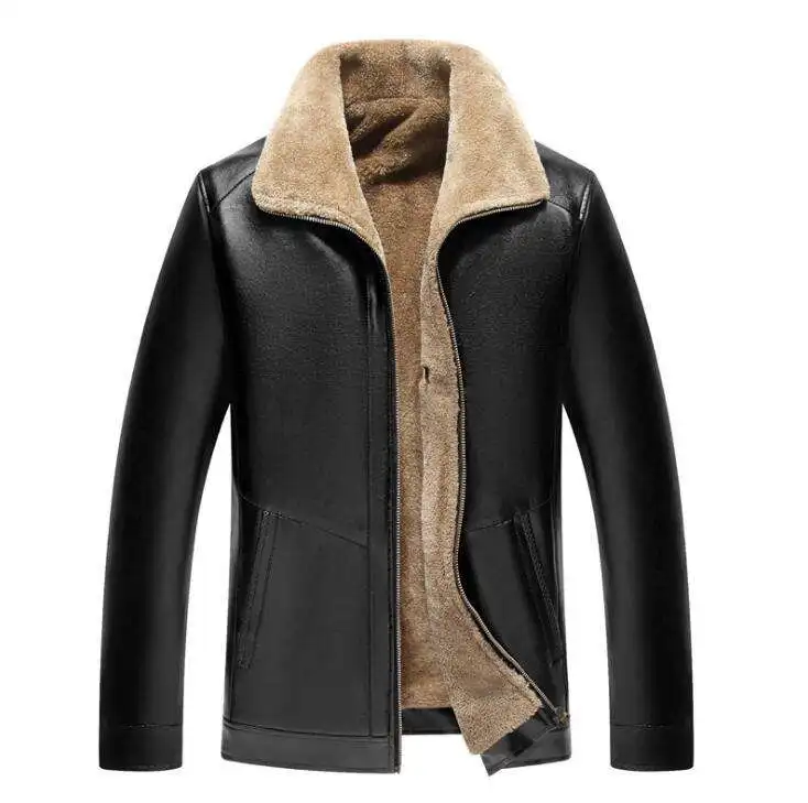 New leather middle-aged and elderly winter plus velvet thick fur integrated warm coat manufacturers wholesale