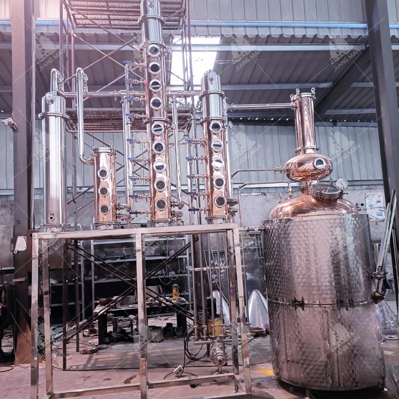 Copper Bubble Plates Distilling Equipment 400 L Direct Fire Heating  Alcohol  Production Line For Rum/Whiskey