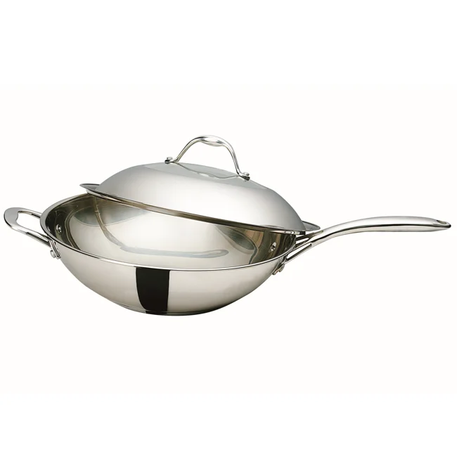 Custom Logo Kitchen Cookware Non-stick Stainless Steel Frying Pan Kitchenware with Stainless Steel Lid for Cooking