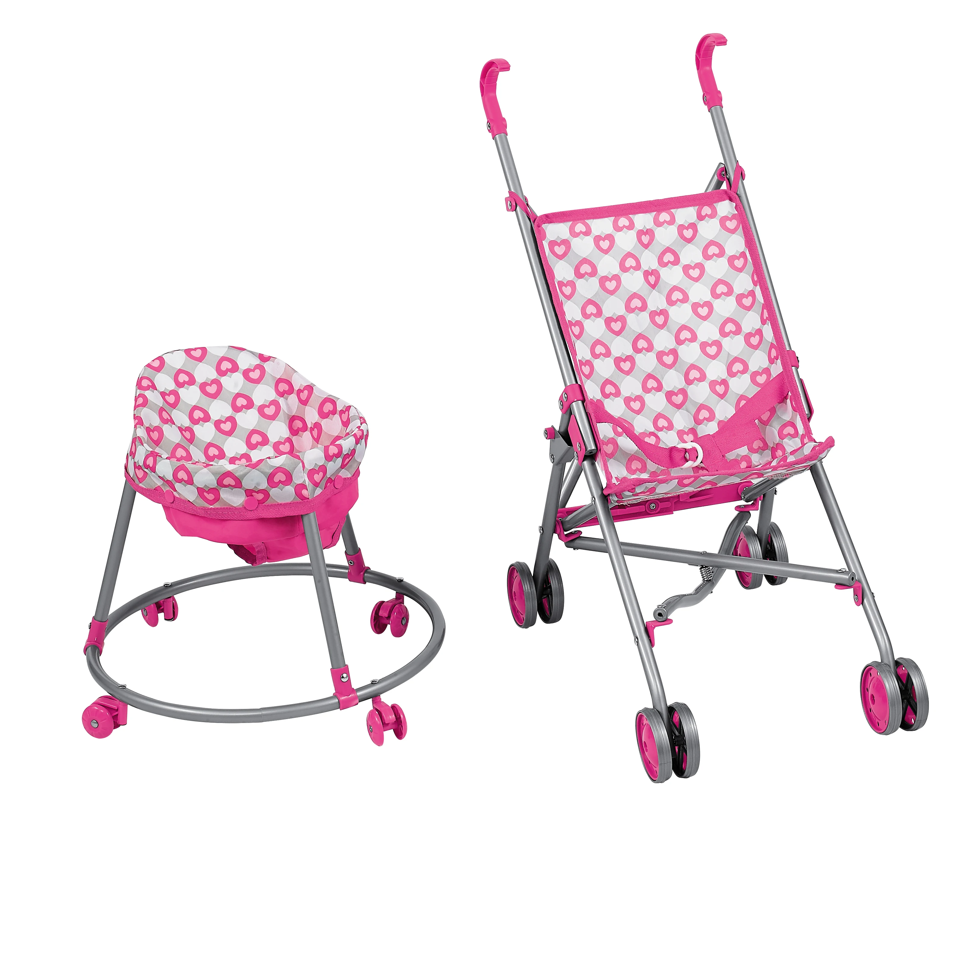 Kids Educational Kid Toy Pink Dolls Stroller Pram Set Foldable Stroller for Boys