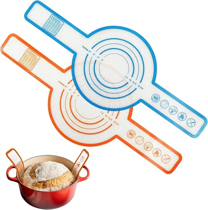 CF Silicone Baking Mat for Dutch Oven Non-stick Baking Mat With Extra Long Handles Reusable Non-Stick Silicone Bread Sling